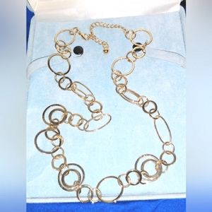 Vintage Gold Toned Geometric Linked Circles Fashion Necklace